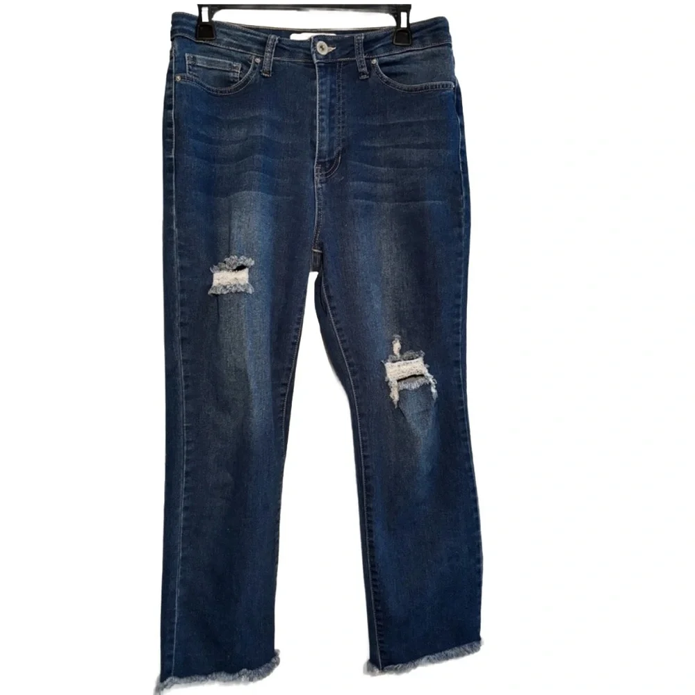 California Vintage | Women Straight Leg Frayed Hem Distressed Jean Pant 11/30 - Picture 2 of 10